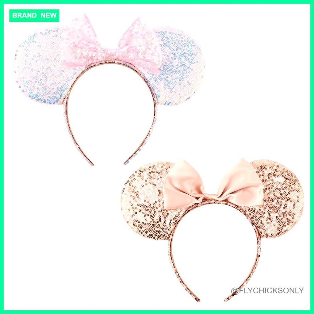Glitter Mouse Ears Bow Headband for Cosplay Party Costume Accessory